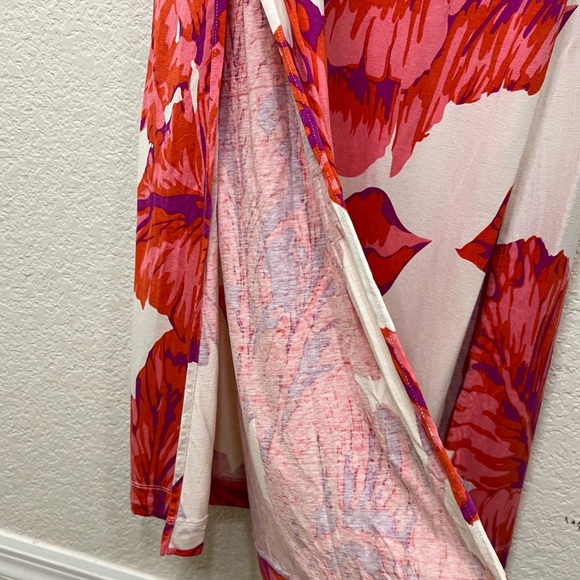 Banana Republic Milly Collection Chili Red Banana Leaf Silk Jersey Maxi Dress S - Picture 10 of 13